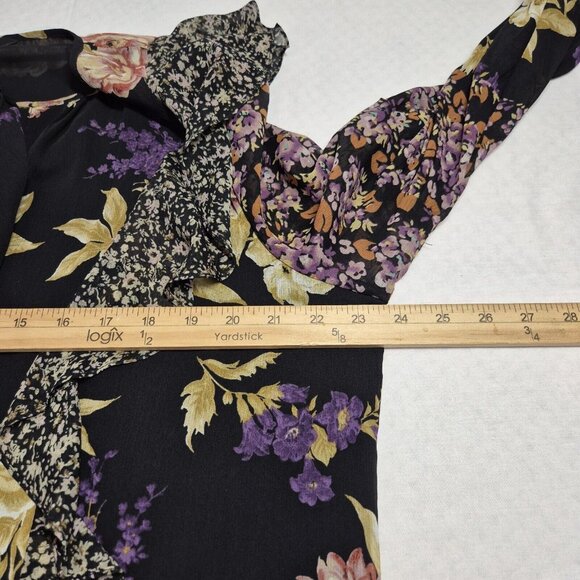 Ralph Lauren Womens Floral Ruffle-Trim Georgette Blouse Black Size XL NWT (26) - Picture 15 of 15